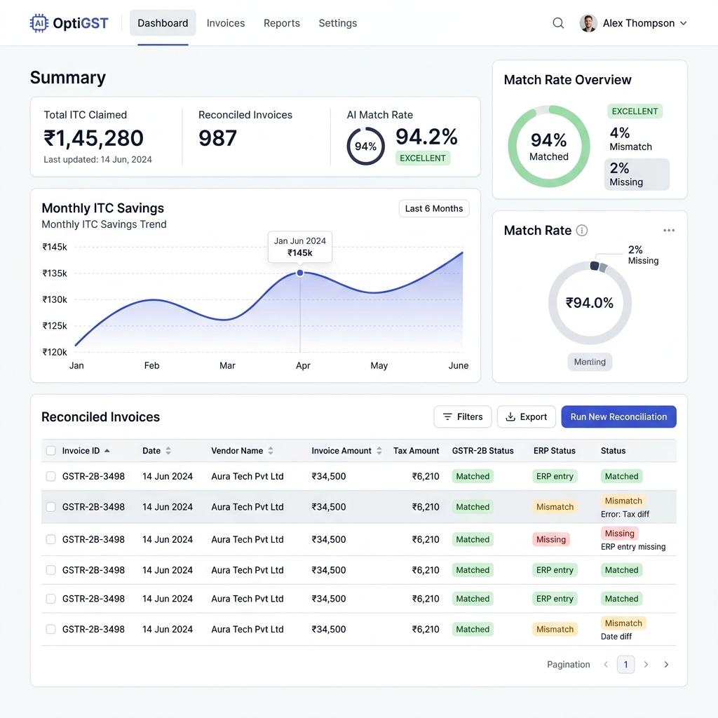 OptiGST App Mockup